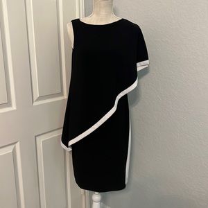 Ralph Lauren black and white one shoulder dress, Size 6.